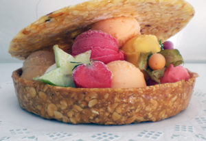 Assortiments sorbets aux produits naturels et fruits